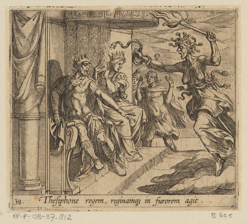 The fury Tisiphone in the palace of Athamas, Antonio Tempesta, 1606 Canvas Print