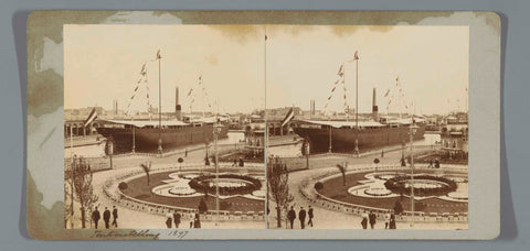 Steamboat on a quay, during the exhibition Oud-Holland in 1897, Amsterdam, anonymous, 1897 Canvas Print