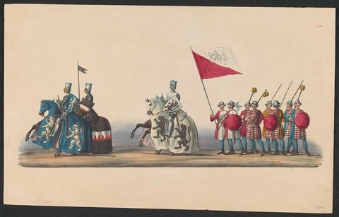 Costumed procession of 1841: knights (sheet XV), anonymous, 1841 Canvas Print