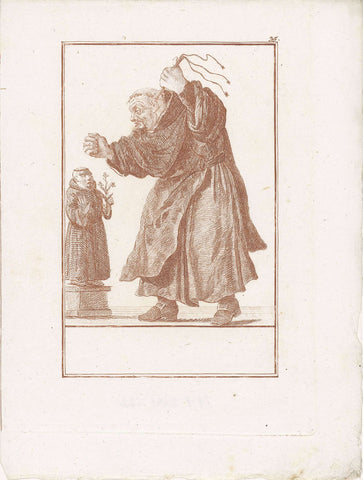 Monnik met gesel voor het beeld van Antonius van Padua, Jacob Gole (attributed to), 1724 Canvas Print