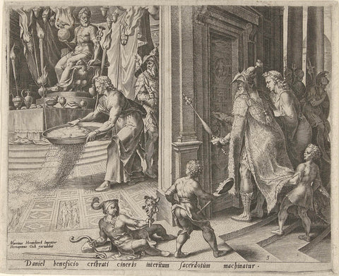 Daniel scatters ashes on the temple floor, Philips Galle, 1565 - 1601 Canvas Print