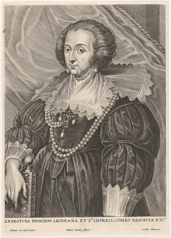 Portrait of Ernestine Yolande de Ligne, Michel Natalis, 1640 - 1642 Canvas Print