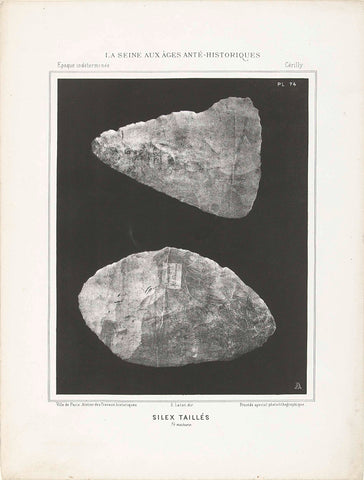 Two prehistoric cut flints, found in the catchment area of the Seine, anonymous, 1869 Canvas Print