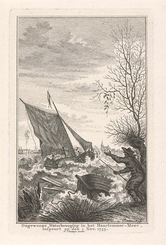 Turbulent water in haarlemmermeer, 1755, Simon Fokke, 1755 Canvas Print