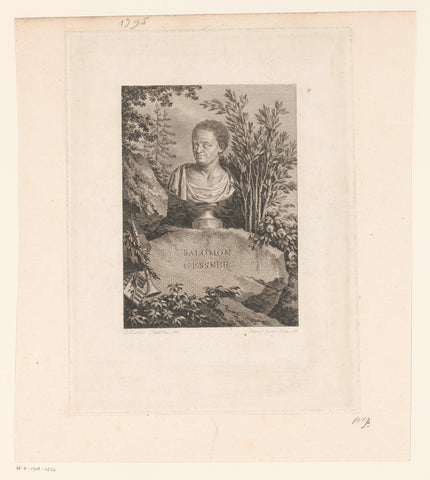 Portrait bust of Salomon Gessner, placed on a stone in a landscape, François Robert Ingouf, 1786 Canvas Print