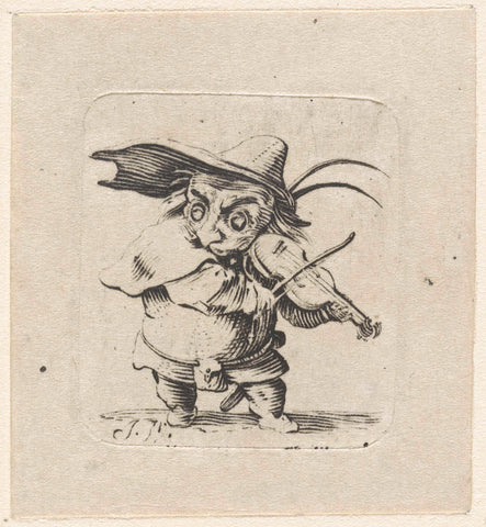 Dwarf with violin and sword, Isaac Walraven, 1696 - 1765 Canvas Print