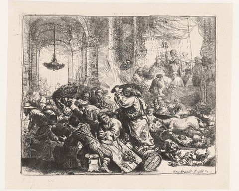 Christ driving the money changers from the temple, Rembrandt van Rijn, 1850 - 1906 Canvas Print