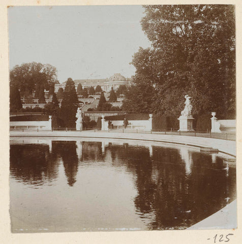 View of country house with a pond and statues in probably England, Geldolph Adriaan Kessler, c. 1903 - c. 1904 Canvas Print