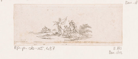 Soldiers in a landscape, Daniel Nikolaus Chodowiecki, 1798 Canvas Print