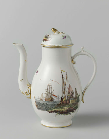 Coffee pot, Porceleinfabriek aan den Amstel, c. 1784 - c. 1809 Canvas Print