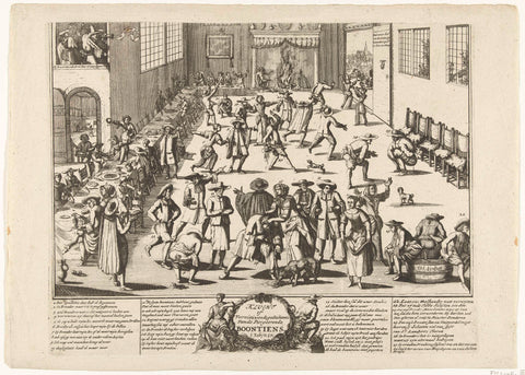 Cartoon at a Menniste Wedding, c. 1700, anonymous, 1690 - 1710 Canvas Print