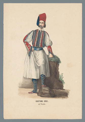 Greek costume. 19th Century, Elias Spanier, 1840 - 1850 Canvas Print