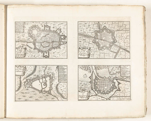 Maps of Tournai, Damme, Oudenaarde and Nieuwpoort, ca. 1702, anonymous, 1702 - 1703 Canvas Print