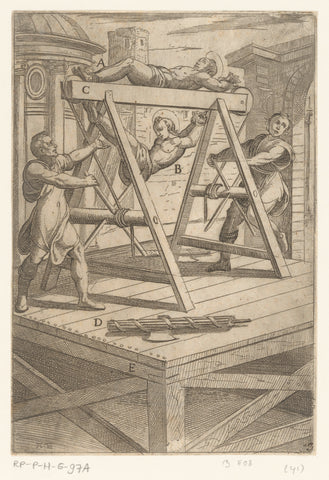 Torture: double rack, Antonio Tempesta, 1565 - 1630 Canvas Print