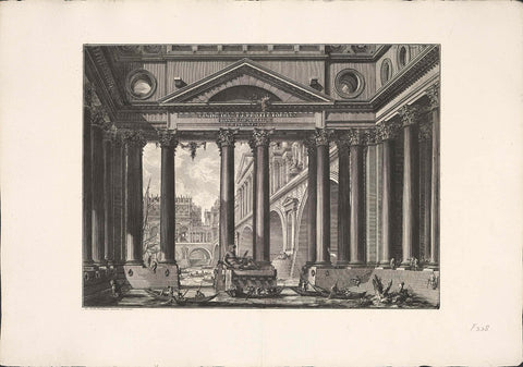 Frontispice met monumentale Romeinse haven, Giovanni Battista Piranesi, c. 1756 - c. 1757 Canvas Print