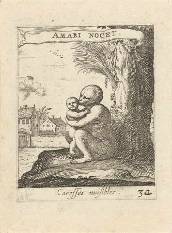 Ape and child, Albert Flamen, 1672 Canvas Print