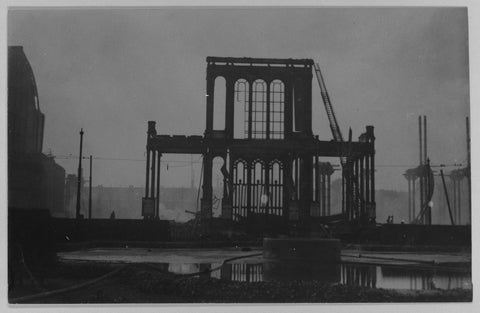 Remainder of the Palace for People's Work after the fire in 1929 in Amsterdam, anonymous, 1929 Canvas Print