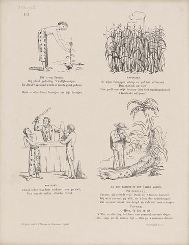 Cartoon on the cultural contracts in the East Indies, 1861, Johan Michaël Schmidt Crans, 1861 Canvas Print