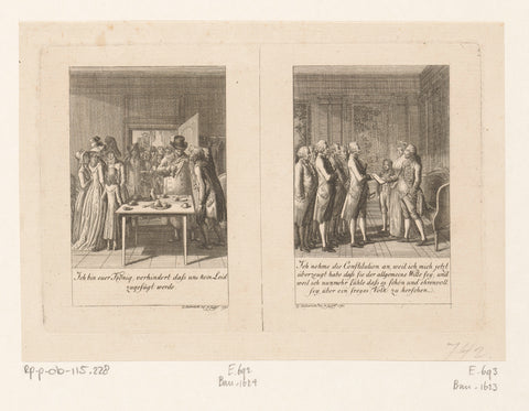 Two representations from the life of Louis XVI, Daniel Nikolaus Chodowiecki, 1792 Canvas Print