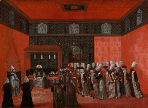 An Ambassador's Audience with Sultan Ahmed III (Ambassador Cornelis Calkoen), anonymous, 1737 - 1744 Canvas Print