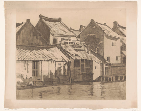 Rear facades of houses on a river in Jakarta, Willem Witsen, c. 1921 Canvas Print