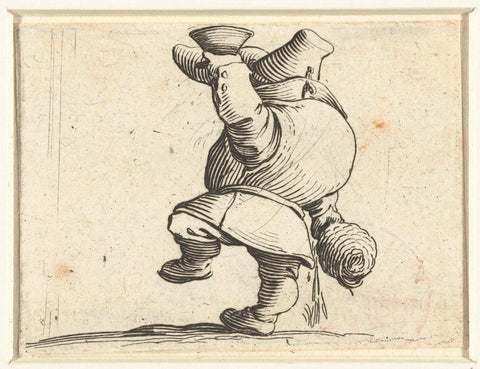 Dwarf with bottle and glass, drink spilling, Jacques Callot, 1621 - 1625 Canvas Print