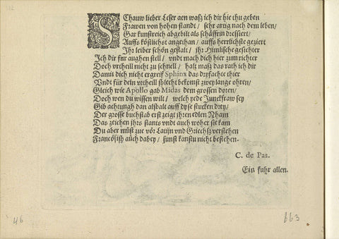 German poem, Crispijn van de Passe (II), 1640 Canvas Print