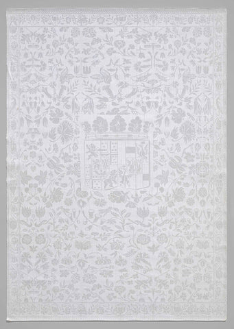 Napkin of linen damask with a flower pattern and the alliance coat of arms Inn und Zu Kniphausen-Van Ewsum, anonymous, c. 1667 - c. 1700 Canvas Print