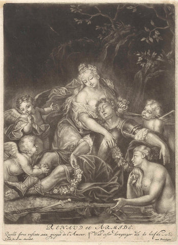 Armida and the sleeping Rinaldo, Jacob Gole, 1670 - 1724 Canvas Print