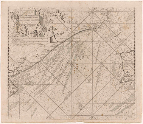 Pass map of the northern entrance to the English Channel with the coasts of Flanders, France and England, Jan Luyken, 1681 - 1803 Canvas Print