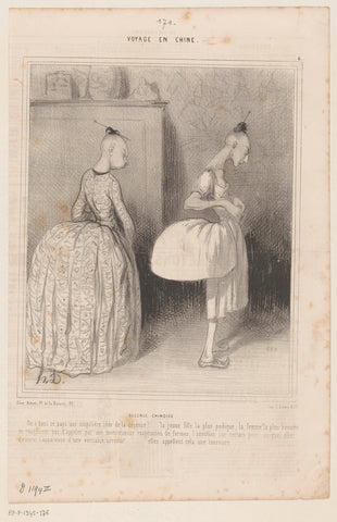 Two Chinese women in French dresses, Honoré Daumier, 1844 Canvas Print