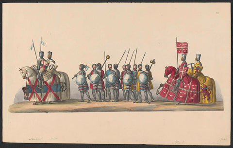 Costumed procession of 1841: knights and soldiers (sheet VI), anonymous, 1841 Canvas Print