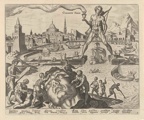 Colossus of Rhodes, Philips Galle, 1581 - 1633 Canvas Print