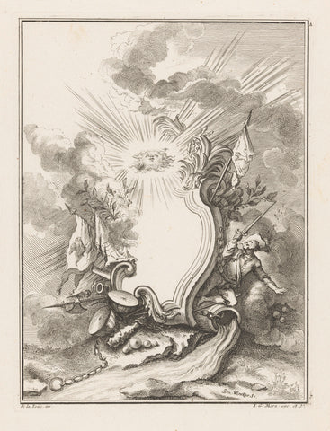 Cartouche with sun, Benedikt Winkler, 1750 - 1762 Canvas Print