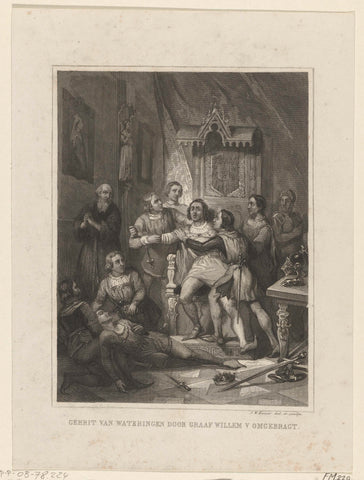 Gerrit van Wateringen murdered by Count William V, c. 1358, Johann Wilhelm Kaiser (I), 1842 - 1844 Canvas Print