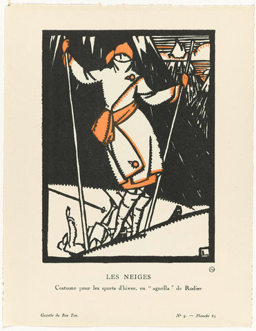 Gazette du Bon Ton, 1920 - No. 9, Pl. 65 : Les Neiges / Costume pour les sports d'hiver, en