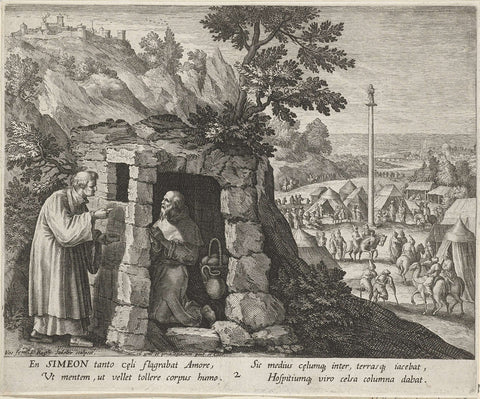 Saint Simeon Stylites as Hermit, Raphaël Sadeler (I), 1598 Canvas Print