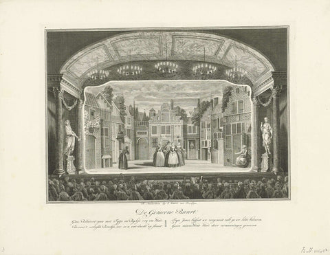 Schouwburg met toneeldecor: De Gemeene Buurt, Jan Punt, 1770 - 1772 Canvas Print