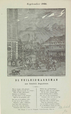 Fairground print of the garbage men of Amsterdam for the year 1860, Dirk Wijbrand Tollenaar, 1860 Canvas Print