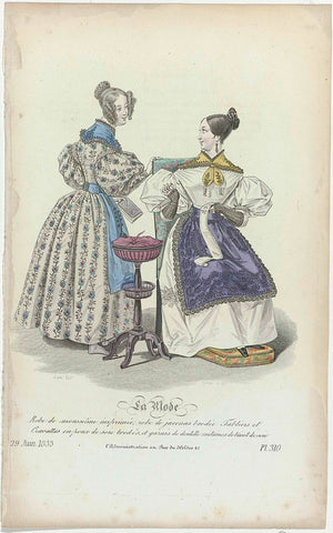 La Mode, 29 June 1833, Pl. 310 : Robe de mousseline imprimé (...), Georges Jacques Gatine, 1833 Canvas Print