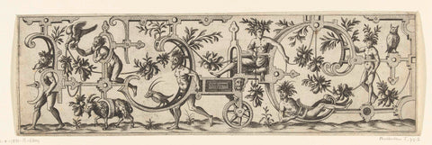 Wagon with a woman on the buck, decorated with leaf vines, anonymous, 1552 Canvas Print