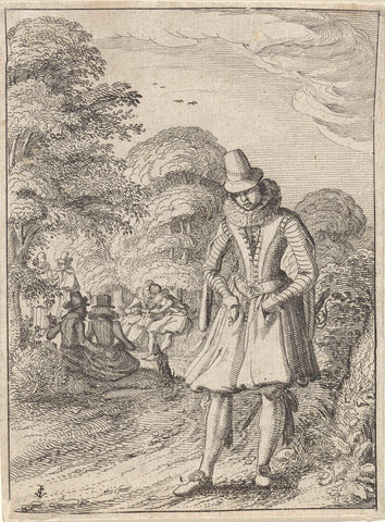 Elegant company in the forest, Claes Jansz. Visscher (II), 1615 Canvas Print