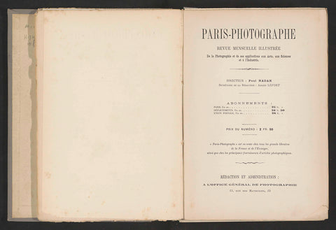 Paris-Photographe première année 1891 No 4, 1891 Canvas Print