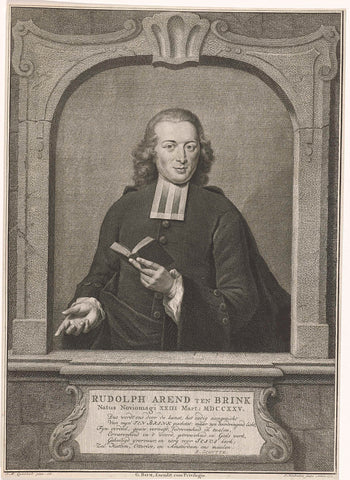 Portrait of Rudolf Arend ten Brink, Jacob Houbraken, 1761 Canvas Print