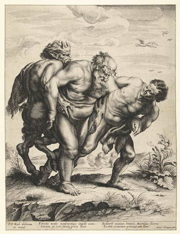 Satyrs support drunken Silenus, Schelte Adamsz. Bolswert, 1596 – 1659 Canvas Print