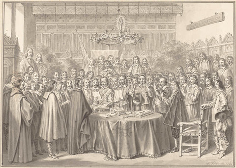 The Swearing-in of the Peace of Munster, 1648, Simon Fokke, 1754 Canvas Print