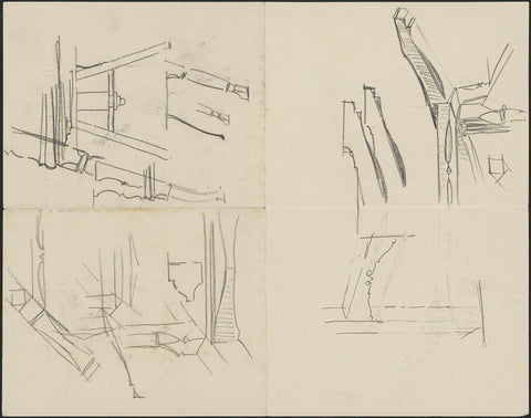 Study sheet with furniture and architecture, Gerrit Willem Dijsselhof, c. 1916 Canvas Print