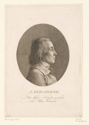 Portret van Amand Berghofer, Adam von Bartsch, 1789 Canvas Print