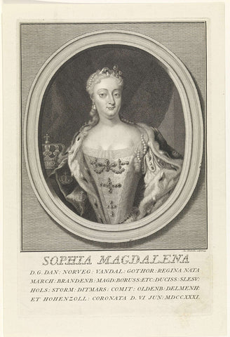 Portret van Sophia Magdalena van Denemarken, Jacob Houbraken, 1733 Canvas Print