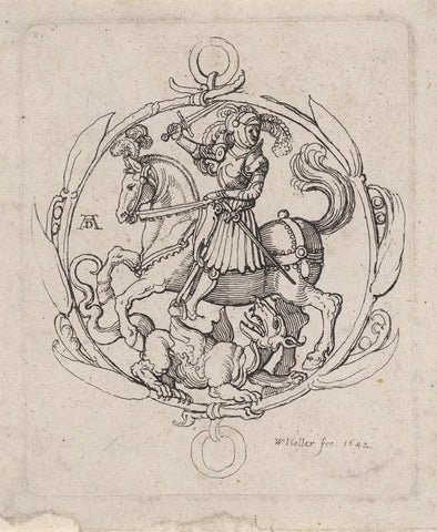 Saint George and the dragon, Wenceslaus Hollar, 1642 Canvas Print